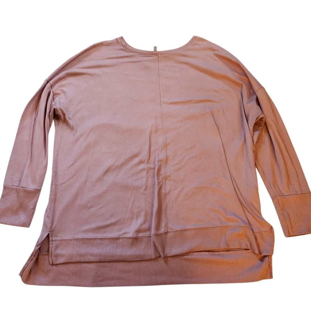 Time and Tru Womens Pullover Sweater Size XXXL 22 Pink Drop Shoulder Split Seams